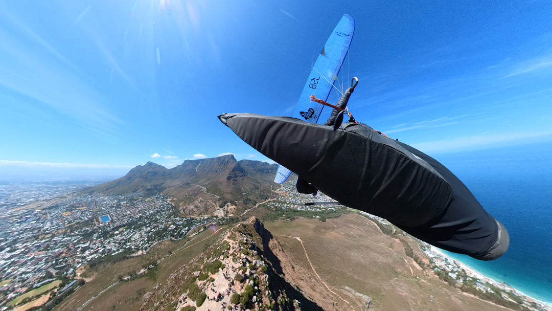 Flying over Lions head with Table mountain in the backdrop