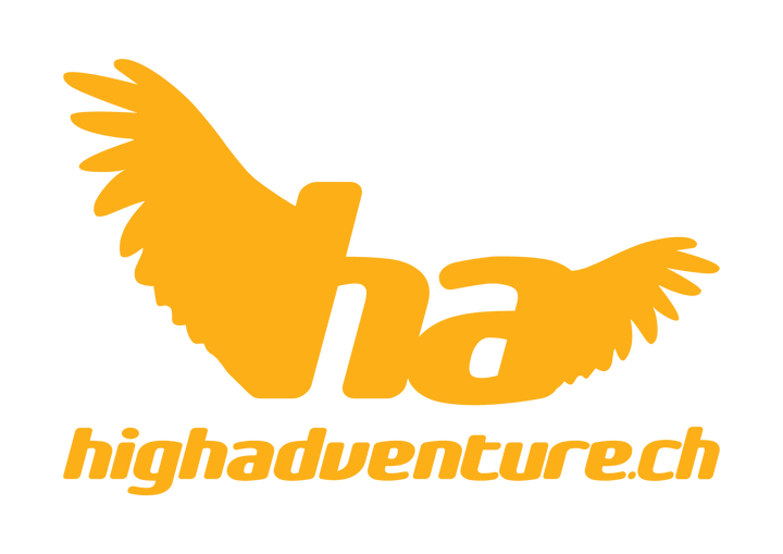 High adventure logo with wings in yellow